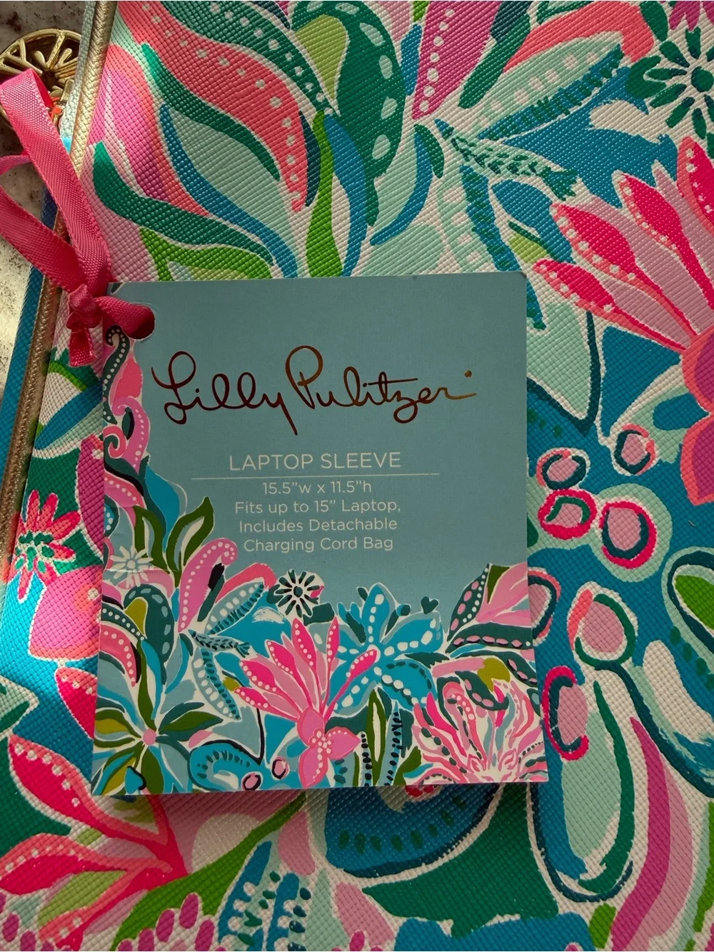 Lilly Pulitzer Pink & Turquoise Floral Travel laptop case